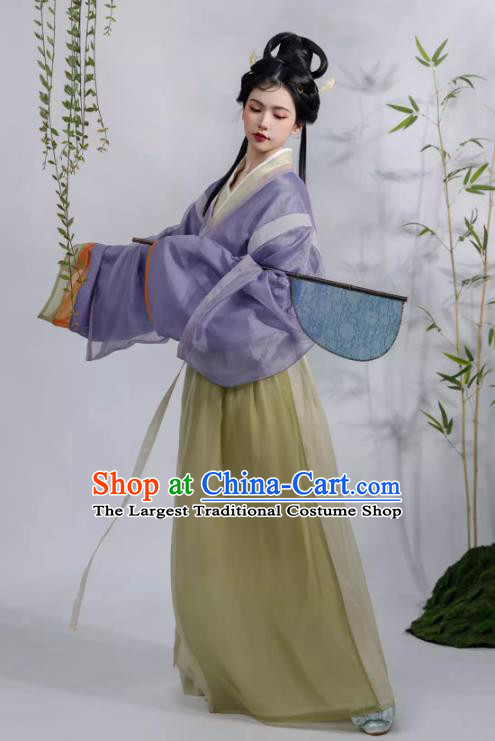 China Traditional Jin Dynasty Royal Princess Hanfu Dresses Ancient Goddess Costumes