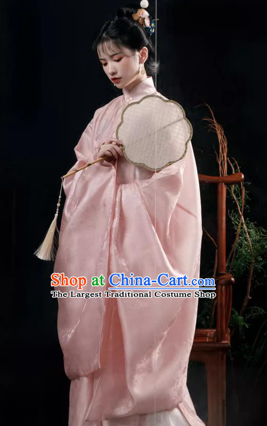 China Ming Dynasty Pink Long Gown and Skirt Traditional Hanfu Ancient Palace Princess Costumes
