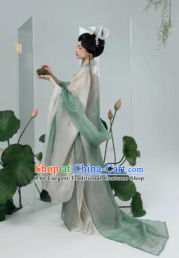 China Song Dynasty Royal Princess Green Dress Ancient Young Woman Costumes Traditional Hanfu