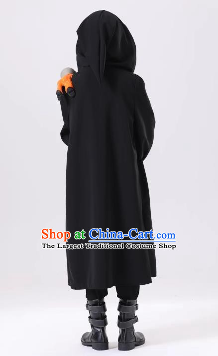 Halloween Fancy Ball Costume Cosplay Demon Black Robe and Mask for Children
