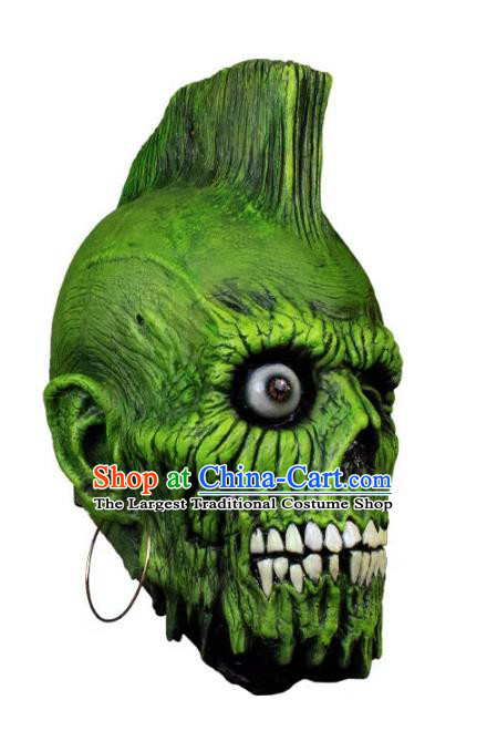 Top Fancy Ball Green Skull Headwear Cosplay Demon Prop Halloween Zombie Mask
