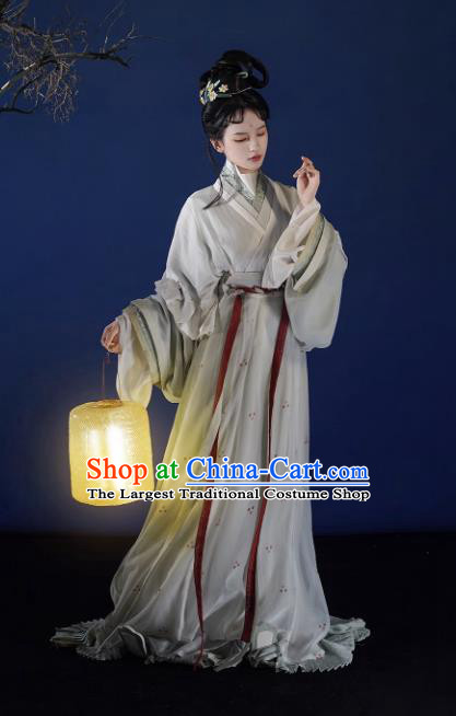 China Traditional Hanfu Ancient Young Lady Clothing Jin Dynasty Noble Woman Replica Costumes