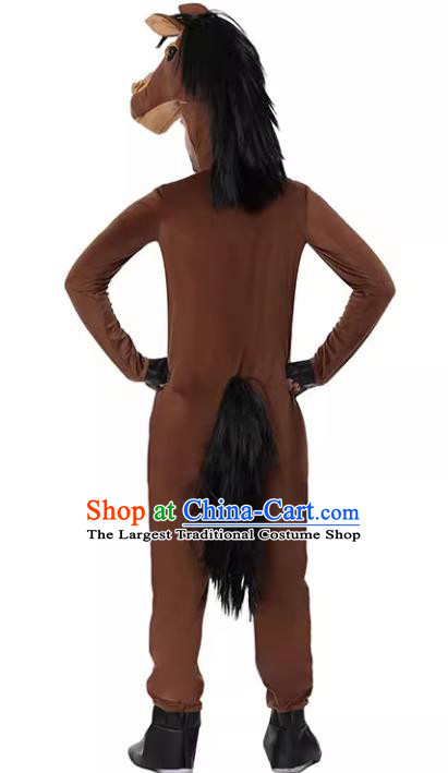 Top Cosplay Horse Brown Outfit Halloween Party Costume Stage Performance Animal Clothing