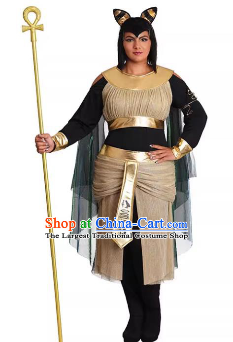Top Stage Performance Female Warrior Clothing Cosplay Egypt Cat Goddess Dress Halloween Party Costume