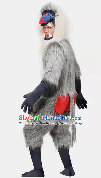 Top Stage Performance African Animal Clothing Cosplay Baboon Grey Outfit Halloween Party Costume