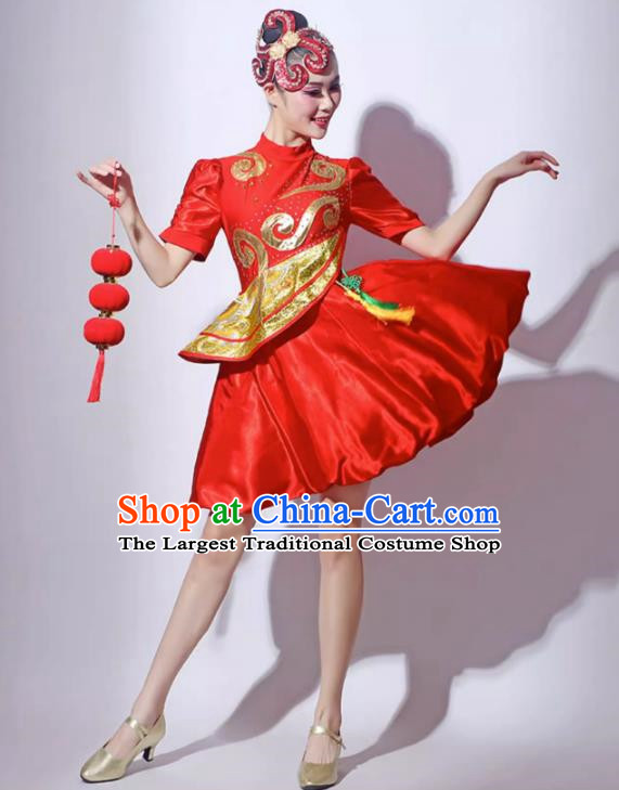 Women Square dance Chinese style clothing classical Yangko group  performance dance clothing chiffon skirt suit