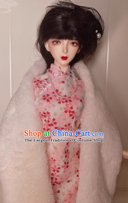 Top Figurine Qipao Clothing Sexy Girl Pink Cheongsam Customize Handmade BJD Costume