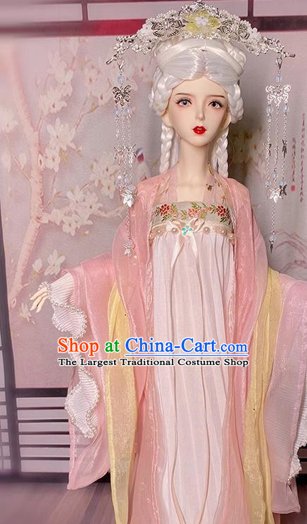 Top Super Dollfie Hanfu Clothing Customize Ancient Girl Light Pink Ruqun Dress Handmade BJD Costume
