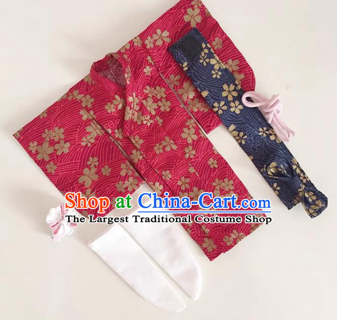 Top Super Dollfie Japanese Clothing Customize Furisode Kimono Handmade BJD Doll Megenta Costume