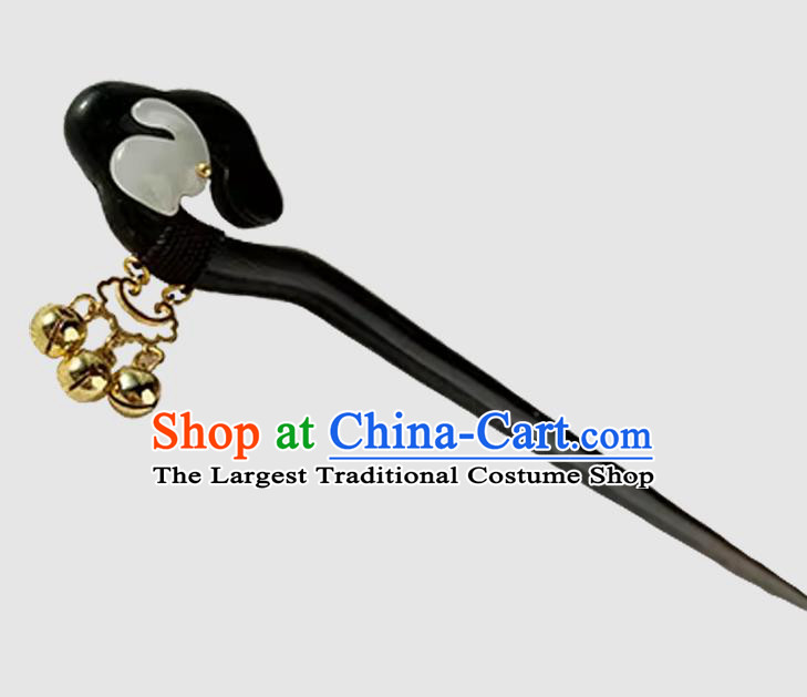Traditional Hanfu Hair Stick Cheongsam Jade Rabbit Hair Jewelry Christmas Gift Chinese Handmade Ebony Hairpin