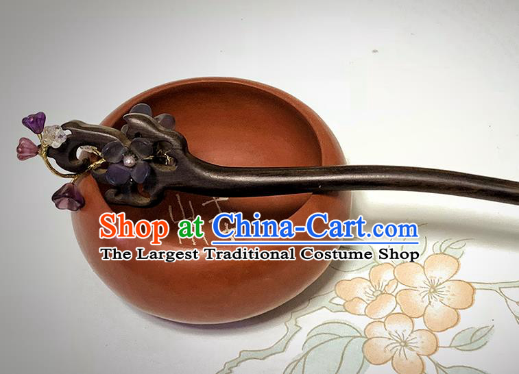 Chinese Hanfu Ebony Hairpin Traditional Ebony Hair Stick Cheongsam Hair Jewelry Handmade Christmas Gift