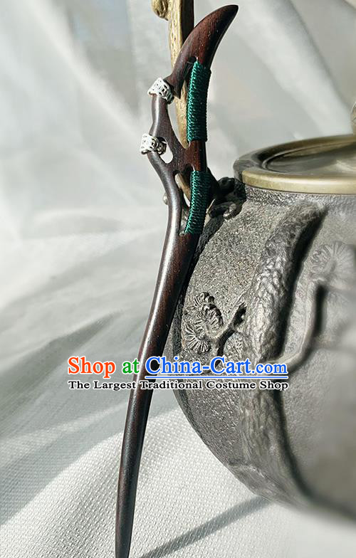 Handmade Cheongsam Hair Jewelry Christmas Gift Chinese Hanfu Ebony Hairpin Traditional Taoist Headgear