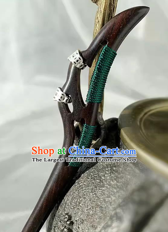 Handmade Cheongsam Hair Jewelry Christmas Gift Chinese Hanfu Ebony Hairpin Traditional Taoist Headgear