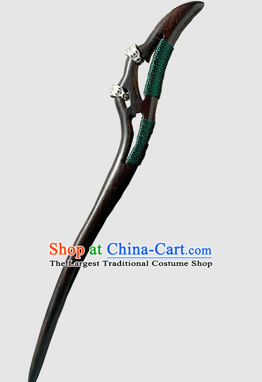 Handmade Cheongsam Hair Jewelry Christmas Gift Chinese Hanfu Ebony Hairpin Traditional Taoist Headgear