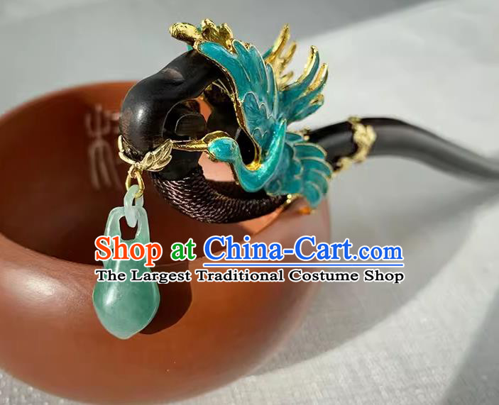 Traditional Ebony Hairpin Cheongsam Hair Jewelry Handmade Christmas Gift Chinese Hanfu Cloisonne Crane Headgear