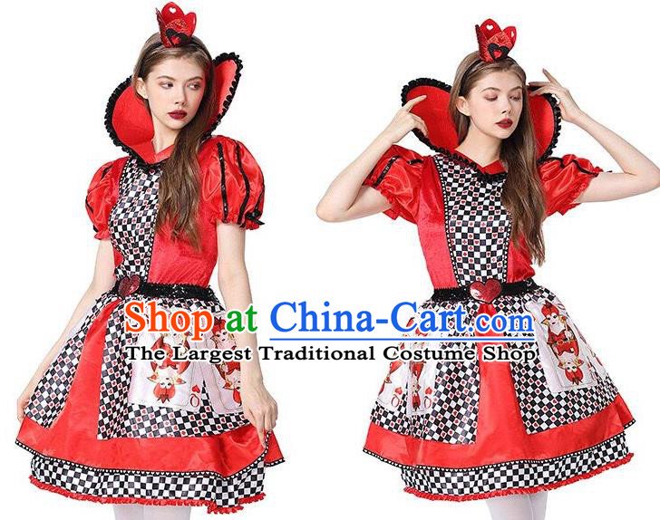 Cosplay Red Queen Dress Christmas Stage Performance Clothing Top Halloween Costume