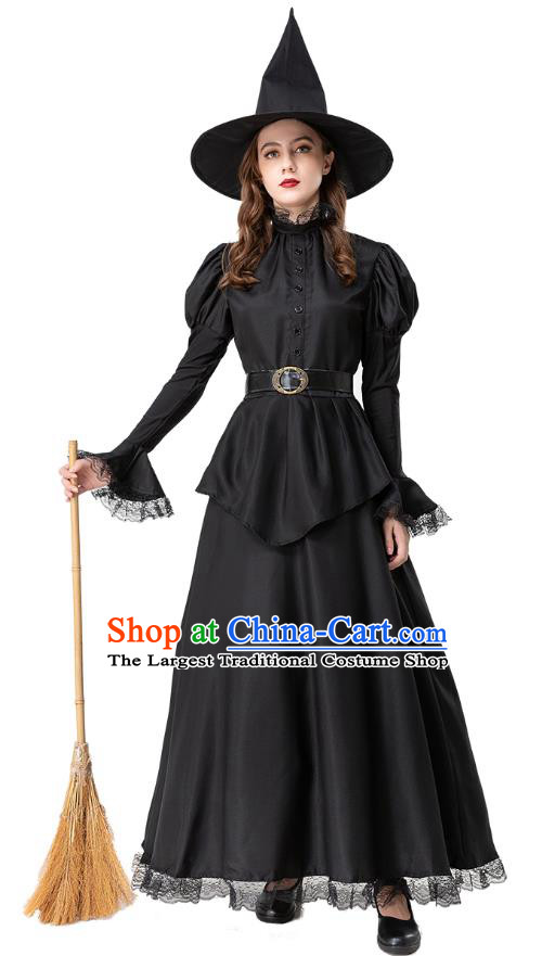 Top Cosplay Witch Black Dress Christmas Stage Performance Costume Halloween Succuba Clothing
