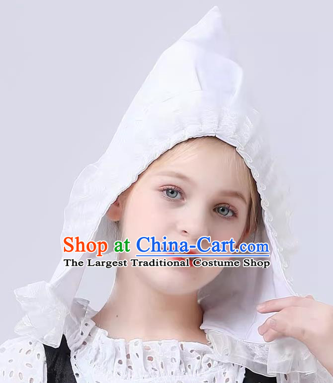 Christmas Stage Performance Hat Netherlands Children Headwear Western European Traditional White Pointy Hat