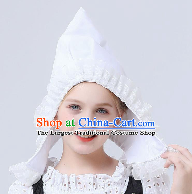 Christmas Stage Performance Hat Netherlands Children Headwear Western European Traditional White Pointy Hat