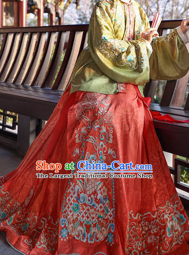 China Ming Dynasty Wedding Hanfu Clothing A Dream in Red Mansions The Twelve Beauties of Jinling Imperial Consort Jia Yuanchun Red Costumes
