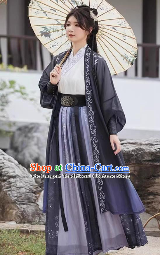 China Ancient Swordsman Costumes Song Dynasty Young Hero Hanfu Large Size Waist Length Design Clothing