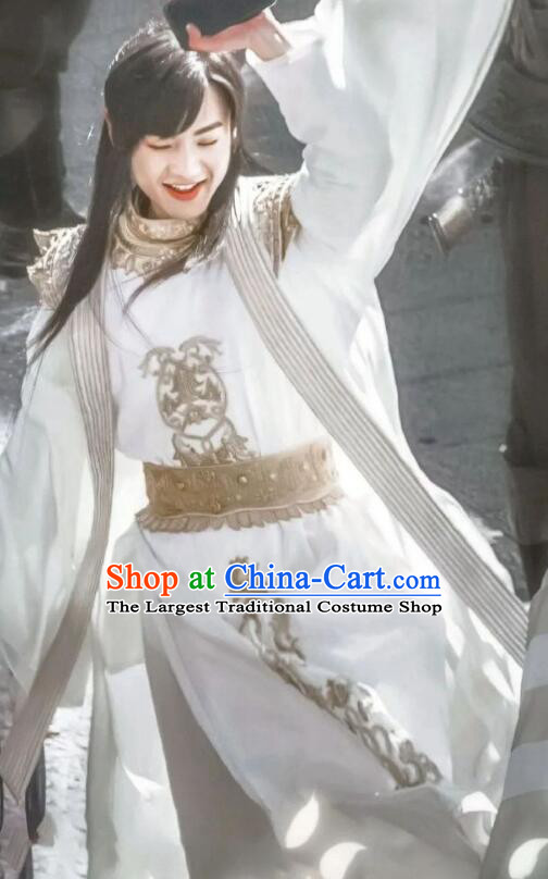 TV Series Demi Gods and Semi Devils Duan Yu Costume China Ancient King White Outfit