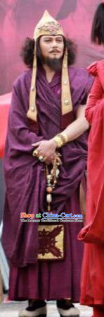 China Ancient Tibetan Monk Clothing  TV Series Demi Gods and Semi Devils Martial Arts Master Jiumo Zhi Replica Costume