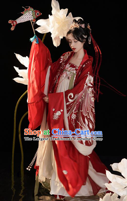 China Ancient Noble Beauty Clothing Tang Dynasty Empress Costumes Traditional Embroidered Hanfu Dresses