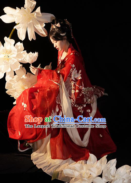 China Ancient Noble Beauty Clothing Tang Dynasty Empress Costumes Traditional Embroidered Hanfu Dresses