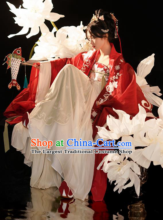 China Ancient Noble Beauty Clothing Tang Dynasty Empress Costumes Traditional Embroidered Hanfu Dresses