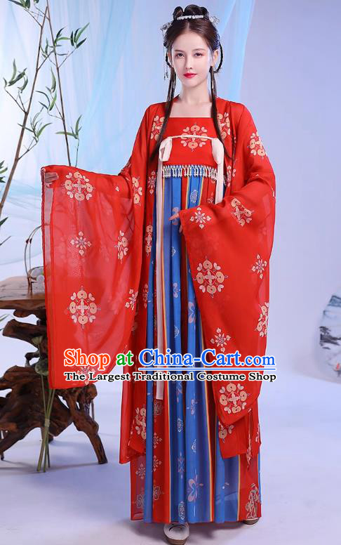 China Ancient Royal Princess Costumes Traditional Hanfu Hezi Dress Song Dynasty Wide Sleeve Clothing