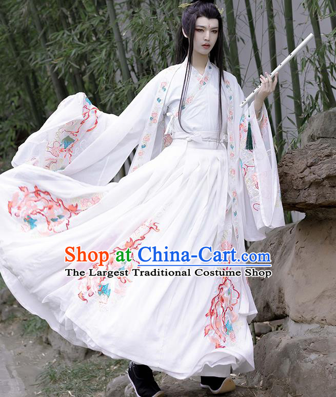 China Ancient Scholar Clothing Song Dynasty Young Childe Replica Costumes Hanfu Embroidered Garments Complete Set