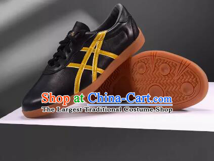 Top Tai Chi Shoes Chinese Kung Fu Shoes Martial Arts Competition Shoes Black Leather Shoes
