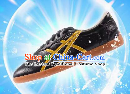 Top Tai Chi Shoes Chinese Kung Fu Shoes Martial Arts Competition Shoes Black Leather Shoes