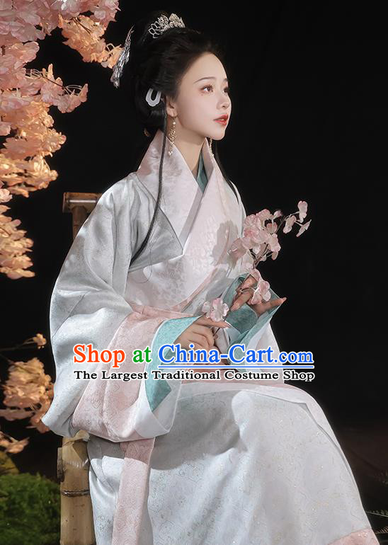 China Ancient Noble Woman Clothing Han Dynasty Princess Curving Front Robe Traditional Hanfu Costumes Complete Set