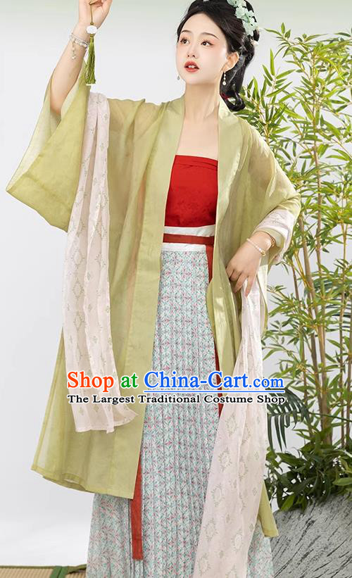 China Song Dynasty Young Lady Costumes Traditional Long Beizi Hanfu Ancient Imperial Consort Clothing Complete Set