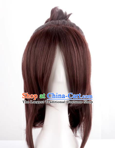 Mixed Brown Single Ponytail Cos Anime High Temperature Silk Wig