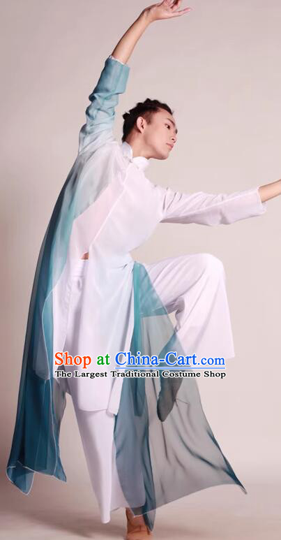 China Classical Dance Costume Scholar Performance Clothing Liang Zhu Male Dance Dark Green Outfit