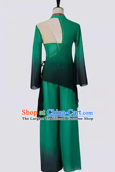 China Taoli Cup Dance Competition Dark Green Outfit Folk Dance Costume Woman Solo Stage Performance Clothing