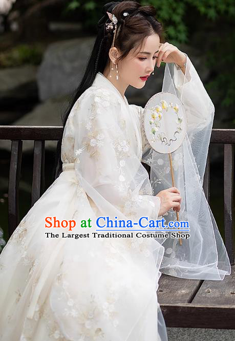 China Ancient Goddess Costume Traditional Hanfu San Sheng San Shi Bai Qian Clothing Fairy Dress
