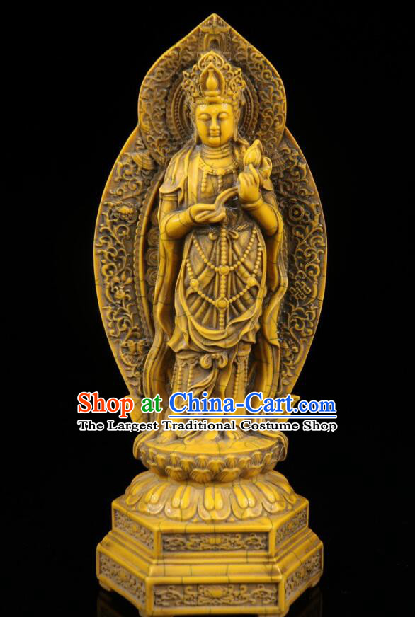 Chinese Ox Bone Carving Collections Handicraft Sculptures Handmade Western Three Buddha Statues