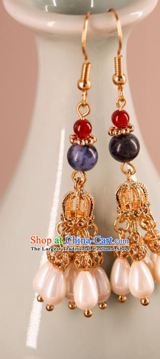 Handmade Hanfu Jewelries China Song Dynasty Empress Ear Accessories Ancient Bride Earrings