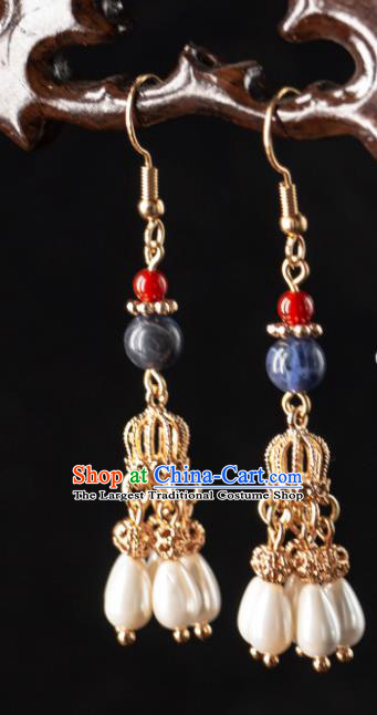 Handmade Hanfu Jewelries China Song Dynasty Empress Ear Accessories Ancient Bride Earrings
