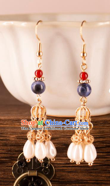 Handmade Hanfu Jewelries China Song Dynasty Empress Ear Accessories Ancient Bride Earrings