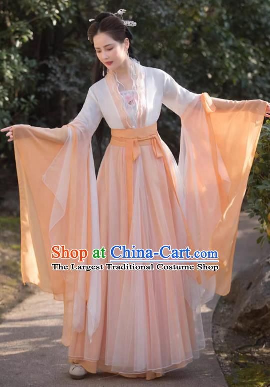 China Song Dynasty Princess Clothing Traditional Hanfu Orange Dress Ancient Woman Clothing