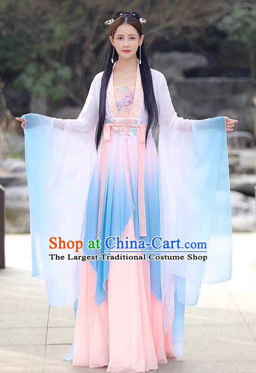 China Song Dynasty Princess Costume Ancient Goddess Clothing Female Hanfu Wide Sleeve Fairy Dress