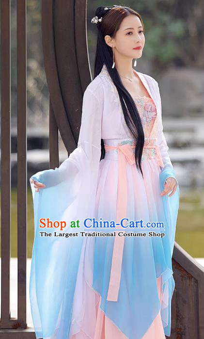 China Song Dynasty Princess Costume Ancient Goddess Clothing Female Hanfu Wide Sleeve Fairy Dress