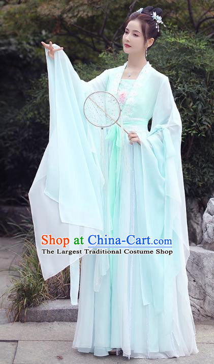 China Classical Dance Clothing Light Green Fairy Dress Song Dynasty Princess Costume Ancient Hanfu