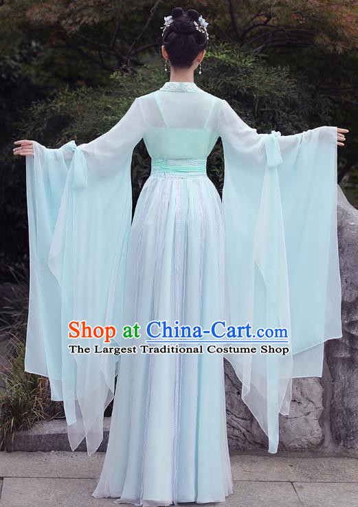 China Classical Dance Clothing Light Green Fairy Dress Song Dynasty Princess Costume Ancient Hanfu