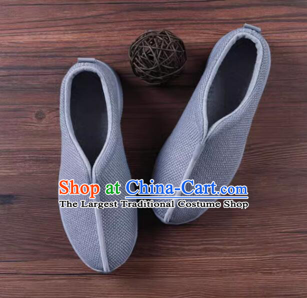 China Winter Monk Shoes Handmade Lay Buddhist Shoes Grey Insulating Shoes
